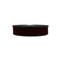 14" X 3" Full Finned Round Aluminum Air Cleaner Kit, Red Washable Filter, Flat Base - Black