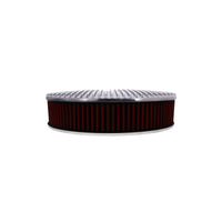 14" X 3" Full Finned Round Aluminum Air Cleaner Kit, Red Washable Filter, Flat Base - Polished