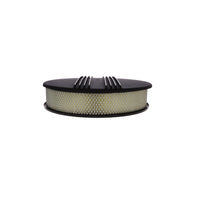 14" X 3" Center Finned Round Aluminum Air Cleaner Kit, Paper Filter, Flat Base - Black