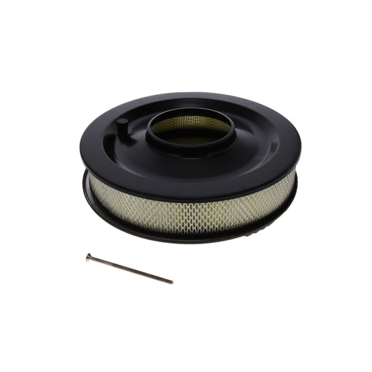 14" X 3" Center Finned Round Aluminum Air Cleaner Kit, Paper Filter, Flat Base - Black
