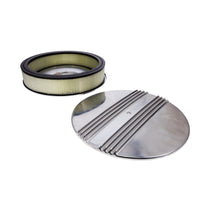 14" X 3" Center Finned Round Aluminum Air Cleaner Kit, Paper Filter, Flat Base - Polished