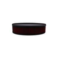 14" X 3" Center Finned Round Aluminum Air Cleaner Kit, Red Washable Filter, Flat Base - Black