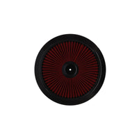 14" X 3" Round Steel Air Cleaner Kit, Red Washable Filter, Flat Base - Black