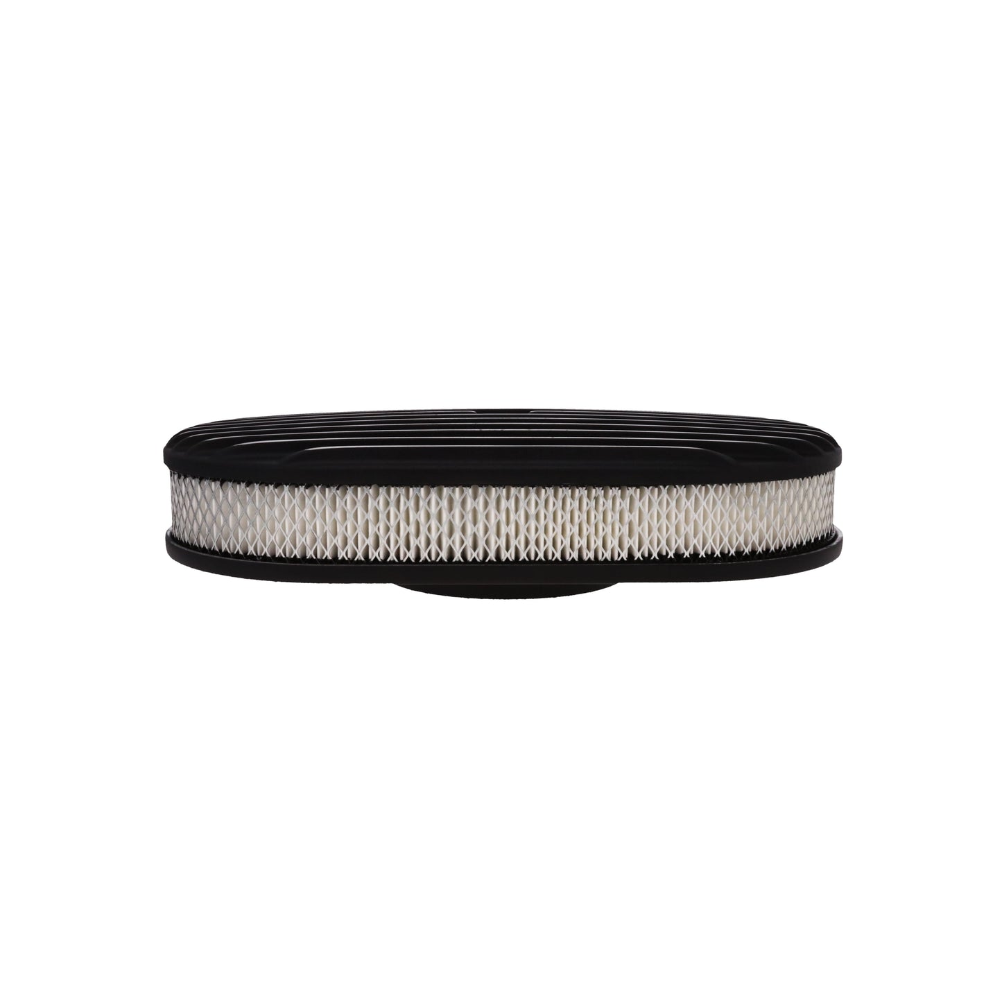 15" X 2" Full Finned Oval Aluminum Air Cleaner Kit, Paper Filter, Flat Base - Black