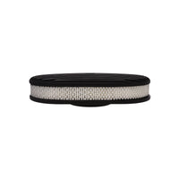 15" X 2" Full Finned Oval Aluminum Air Cleaner Kit, Paper Filter, Flat Base - Black