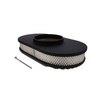 15" X 2" Full Finned Oval Aluminum Air Cleaner Kit, Paper Filter, Flat Base - Black