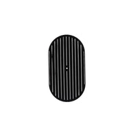 15" X 2" Full Finned Oval Aluminum Air Cleaner Kit, Red Washable Filter, Flat Base - Black