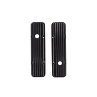 1958-1986 Chevy SB Finned Aluminum Valve Covers, 2 9/16" Ht., 1.25" Hole - Black