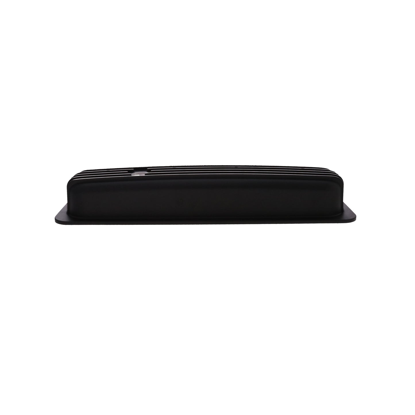 1987-2000 Chevy SB Finned Aluminum Center Bolt Valve Cover, 2 9/16" Ht., 1.25" Hole - Black