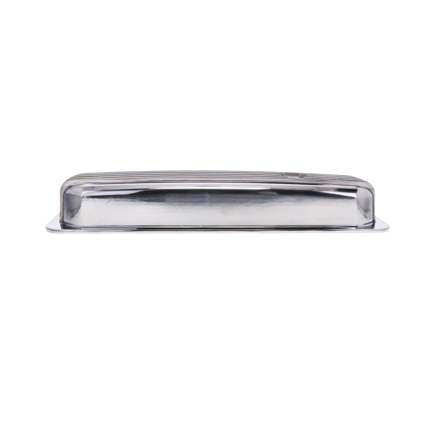 1987-2000 Chevy SB Finned Aluminum Center Bolt Valve Cover, 2 9/16" Ht., 1.25" Hole - Polished