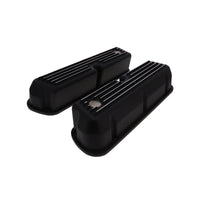 1962-2001 Ford SB 289, 351W Tall Finned Aluminum Valve Cover, 3 13/16" Ht., 1.25" Hole - Black