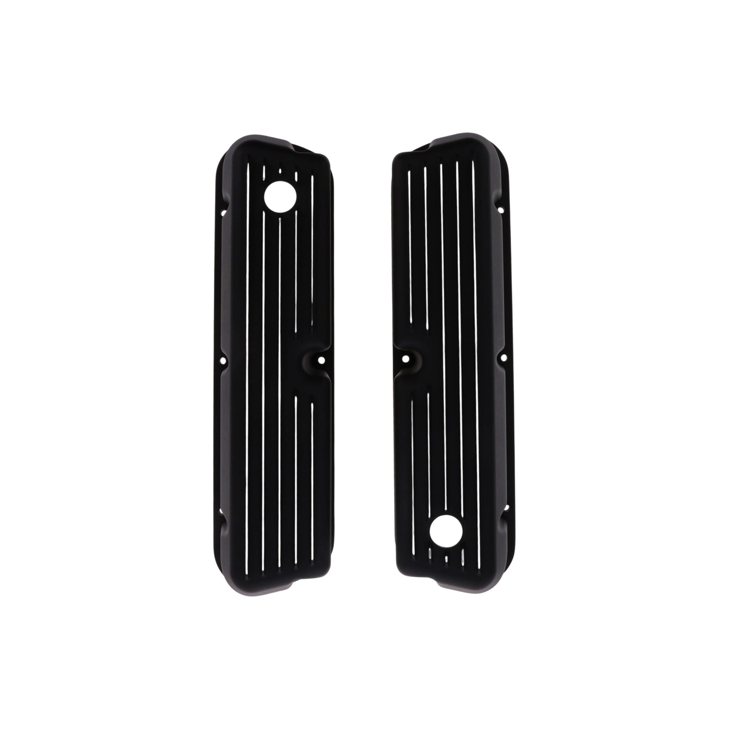 1962-2001 Ford SB 289, 351W Tall Finned Aluminum Valve Cover, 3 13/16" Ht., 1.25" Hole - Black