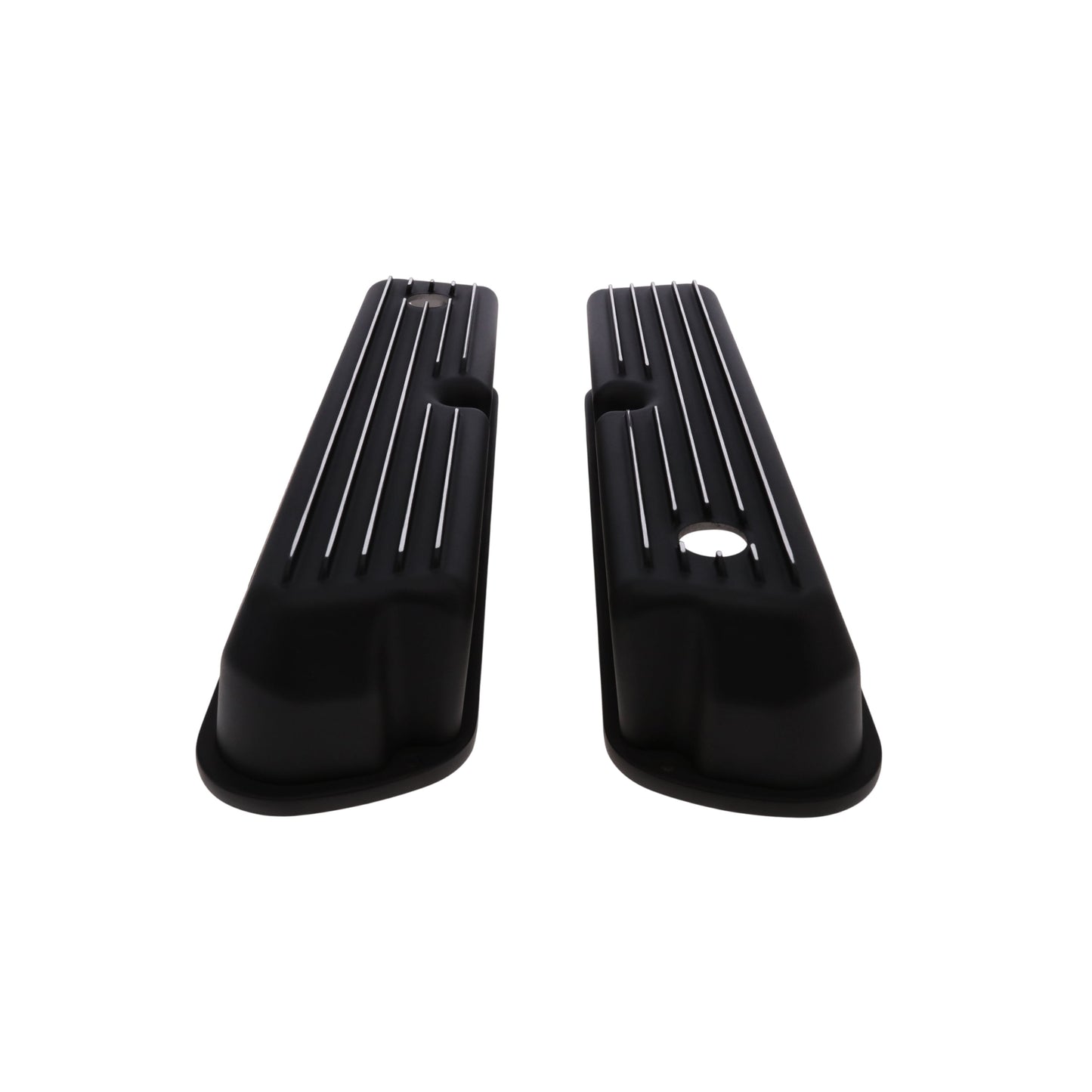 1962-2001 Ford SB 289, 351W Tall Finned Aluminum Valve Cover, 3 13/16" Ht., 1.25" Hole - Black