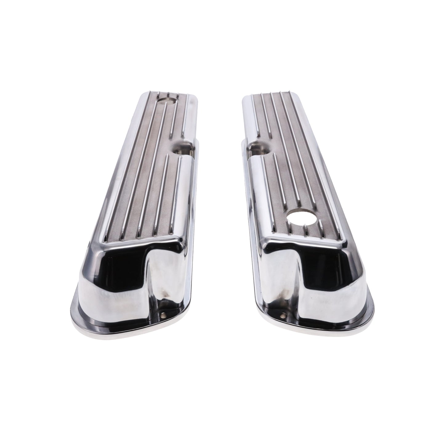 1962-2001 FORD SB 289, 351W Tall Finned Aluminum Valve Cover, 3 13/16" Ht., 1.25" Hole - Polished