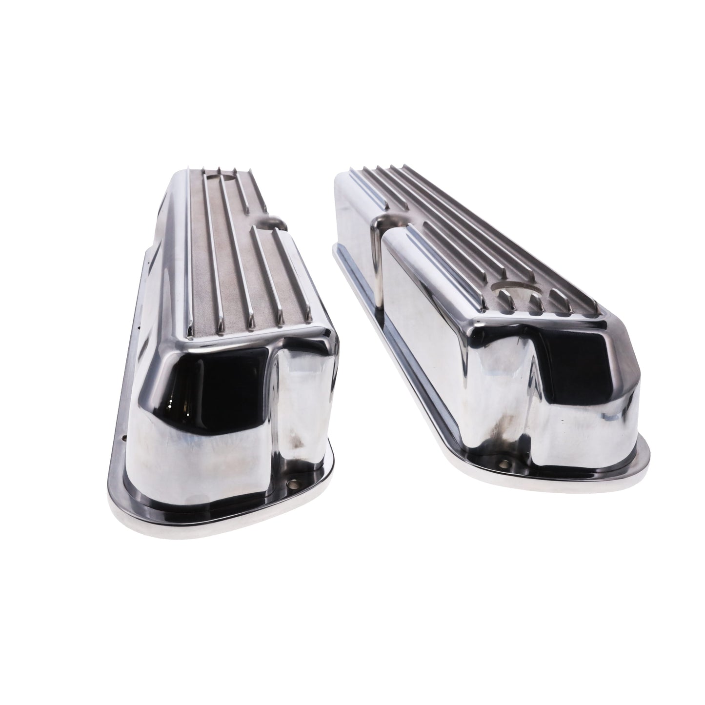 1962-2001 FORD SB 289, 351W Tall Finned Aluminum Valve Cover, 3 13/16" Ht., 1.25" Hole - Polished
