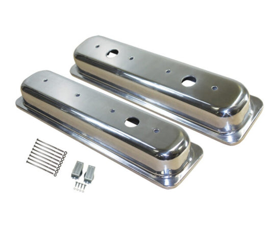 Chevy Small Block Center-Bolt Smooth Polished Aluminum Valve Covers