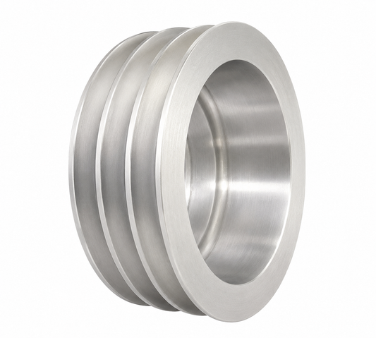 Top Street Performance Chevy Small Block Long Water Pump Triple-Groove Aluminum Crankshaft Pulley - Satin