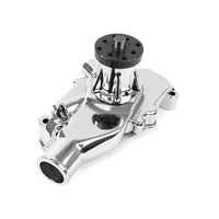 Top Street Performance Chevy Small Block Short-Style Reverse Rotation High-Flow Mechanical Water Pump - Polished
