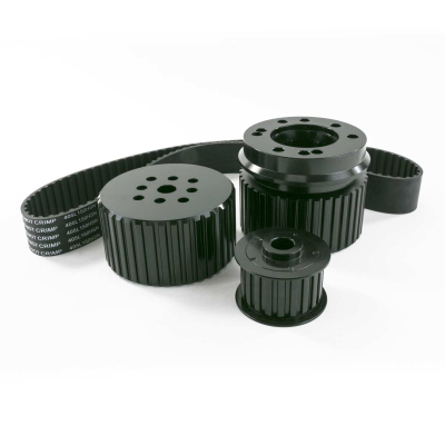 TSP_Chevy_Small_Block_Long_Water_Pump_Gilmer_Style_Pulley_Kit_Black_10091
