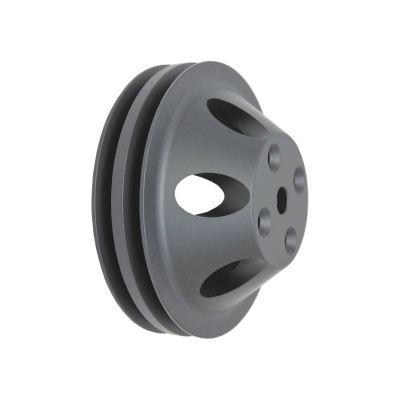 TSP_Chevy_Small_Block_Long_Water_Pump_2-Groove_V-Belt_Pulley_Black_Aluminum_SP8856